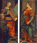Gaudenzio Ferrari Canvas Paintings - St Cecile with the Donator and St Marguerite